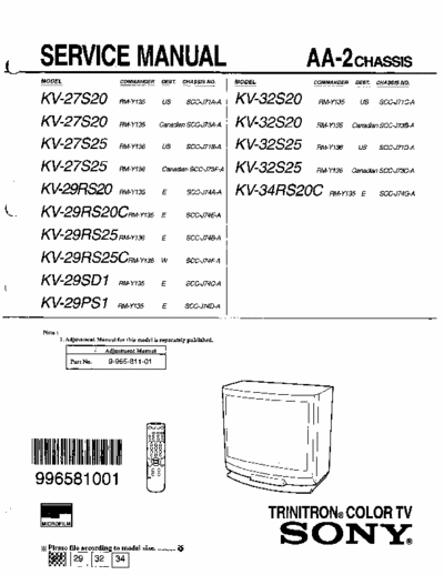 Sony KV-27S20 SONY KV-27S20_AA2chassis